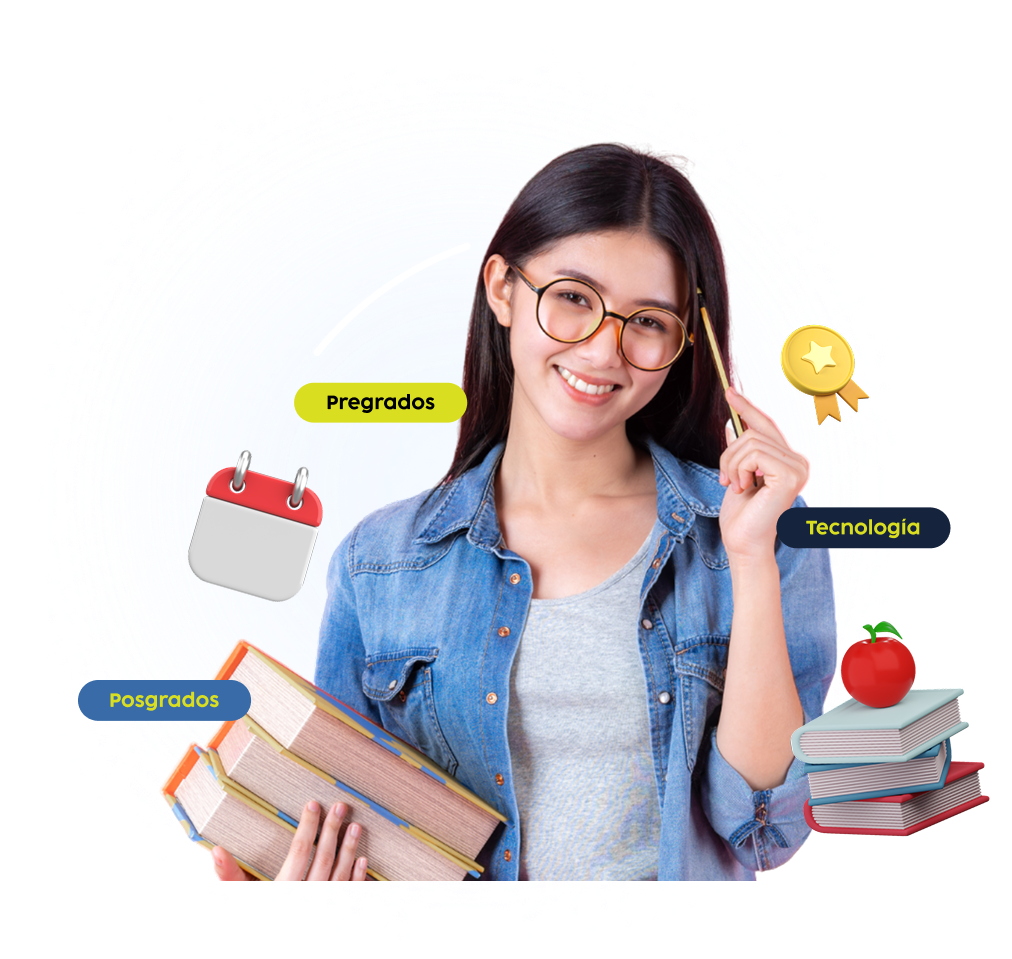 Estudiante con libros y laptop